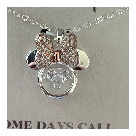Disney BOWTIFUL Minnie Mouse Fine Silver Plated Necklace 16” - Picture 3 of 5